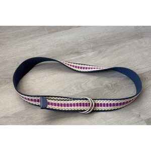 Relic by Fossil Woven Belt Womens in Navy Tan Pink 1.5 in Large Preppy Retro Y2K